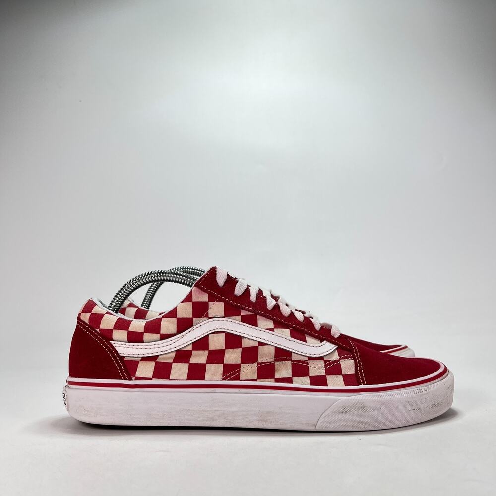 Vans Old Skool Checkerboard Red White Skate Shoes Sneakers 500714 Men's Size 10